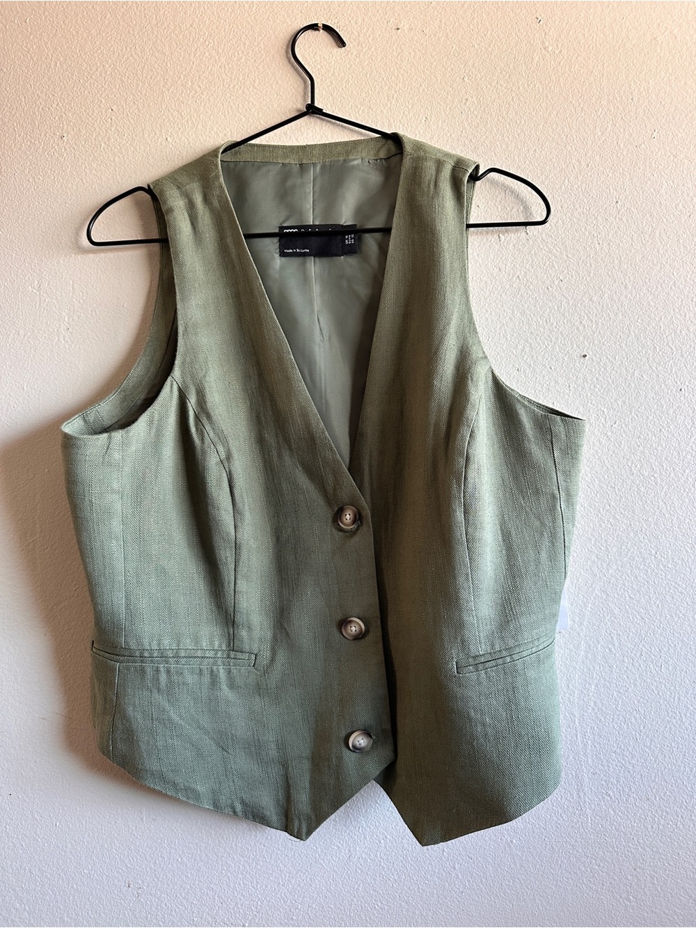 ASOS Sage Green Button-Front Tailored Vest Size US 12